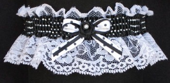 Fancy Bands Black and White Polka Dot Garter for Wedding Bridal or Prom