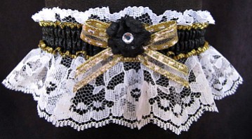 Black and White Rhinestone Garter for Prom Wedding Bridal on White Lace