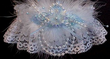 Personalised Bride Toss Garter Austria Crystal White Ruffle Name Date ROYLE BLUE
