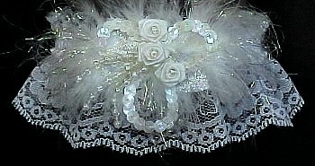 Unique Deluxe Opalescent Sequin White Bridal Garter - White Wedding Garter - White Lace Garter