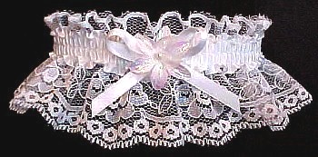 Opalescent Flower Garters. White Wedding Garter - White Bridal Garter - White Prom Garter. garter, garders, garder