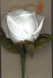 Silk White Semi-opened Rose Bud Homecoming Boutonniere for the Homecoming Dance. boutonnieres, boutineer, boutineers, bout