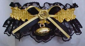 Homecoming Football Garter on Black Lace for the Homecoming Dance. Homecoming Court Garters in Your School Colors. garders, garder
