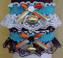Sports Fan Bands Football Garter in Team Colors for Miami Dolphins. garders, garder