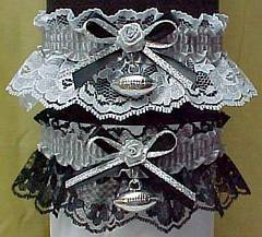 Sports Fan Bands Football Garter in Team Colors for Oakland Raiders. garders, garder