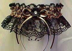 Leopard Print Prom Garters. Leopard Garters on Black Lace No Marabou Feathers