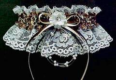 Leopard Print Prom Garters. Leopard Garters on Ivory Lace No Marabou Feathers