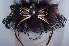 Custom Themed Leopard Print Garter w/ Marabou Feathers on Black Lace.garders, garder