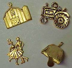 Farm Charms for Garters. Barn, Silo, Tractor, Square Dancers, Cowbell. garter, garder, garders