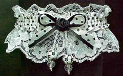 Fancy Bands Black & White Soccer Garter w/ Soccerballs. garders, garder