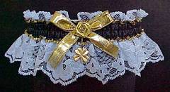 Lucky Lace Gambling Garter on White Lace. garders, garder