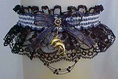 Nautical Dolphins Garter on black lace with Dolphins Charm. garders, garder