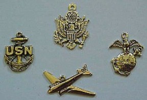 Military Charms. US Navy Charm. US Army Charm. US Marines Charm. US Air Force Airplane Charm