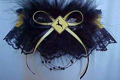 Deer Crossing Prom Garters on Black Lace. Deer X-ing Garters. Dear X-ing Garters