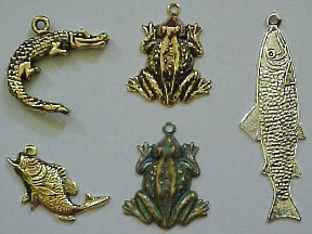 Charms. Alligator, Gator, Frogs, Fish, Trout