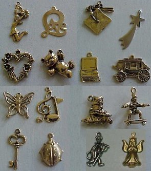 Teen Charms. Cheerleader, Love-Script, Graduation, Shooting Star, Open Heart, Teddy Bear, Computer, Cinderella Carriage, Butterfly, Musical Notes, Rollerblade, Skateboard, Key, Lady Bug, Devil, Demon, Angel